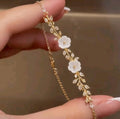 Luxury Floral Crystal Bracelet | Elegant Gold Bracelet