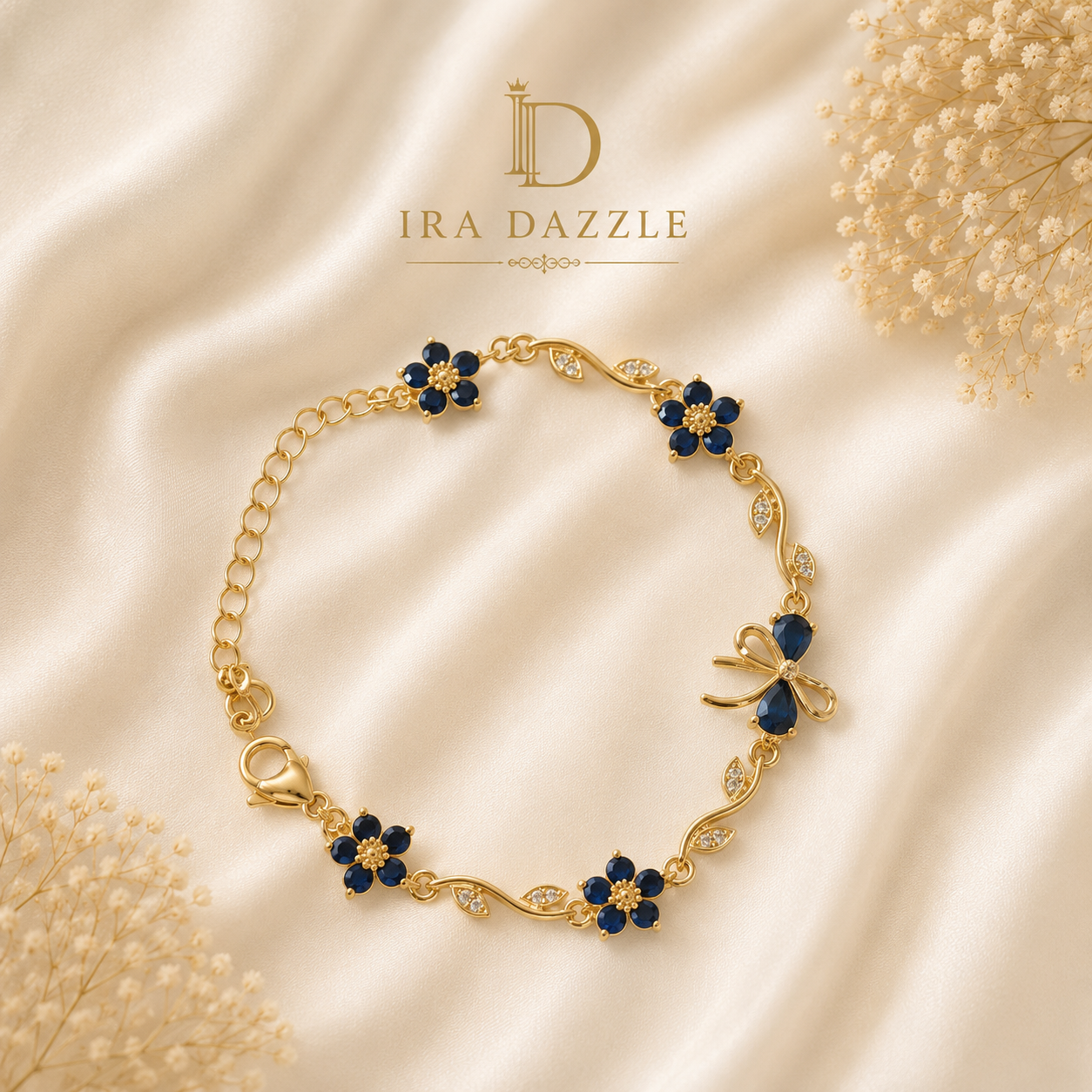 Moonlit Sapphire Bow Bracelet