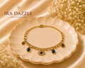 Sapphire Evil Eye Charm Double Layered Bracelet
