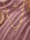 Blush Radiance Rectangular Crystal Pendant Necklace